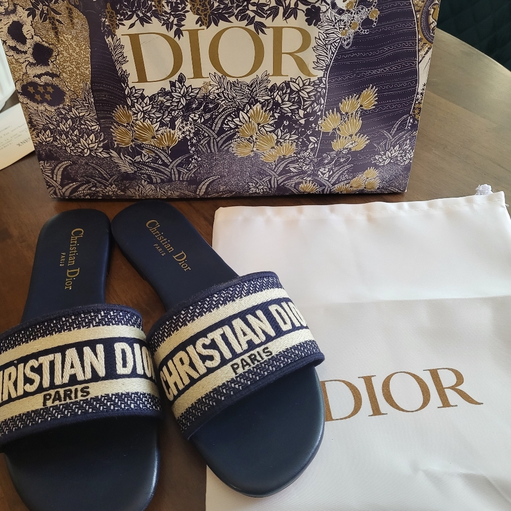 Christian Dior Sandals size 9 navy blue